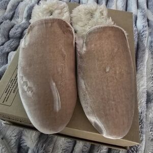 Birdies Velvet Slip-On Mules - Taupe